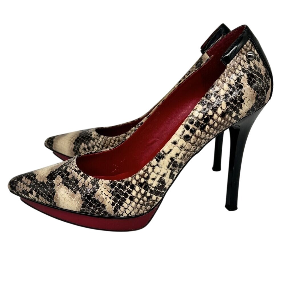 GUESS Womens Stiletto‎ Snake Animal Print Party Shoes Pump Heel US 8.5M Y2K 90s